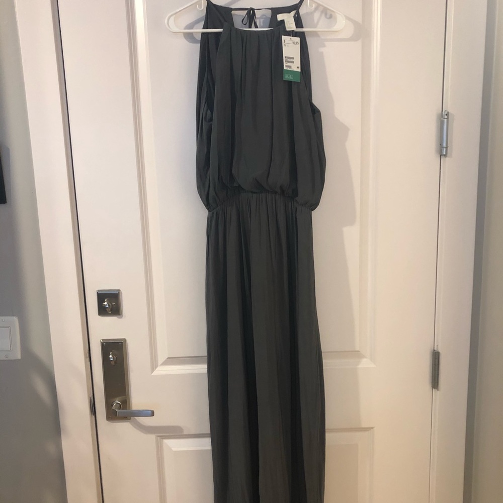 H&M Conscious gray Grecian maxi dress. Brand new.